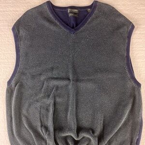 Lyle And Scott Combed Cotton Sweater Vest Size 2XL Navy & Green Micro Geometric